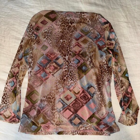 Pink multi color cheetah print long sleeve top with... - Picture 4 of 4